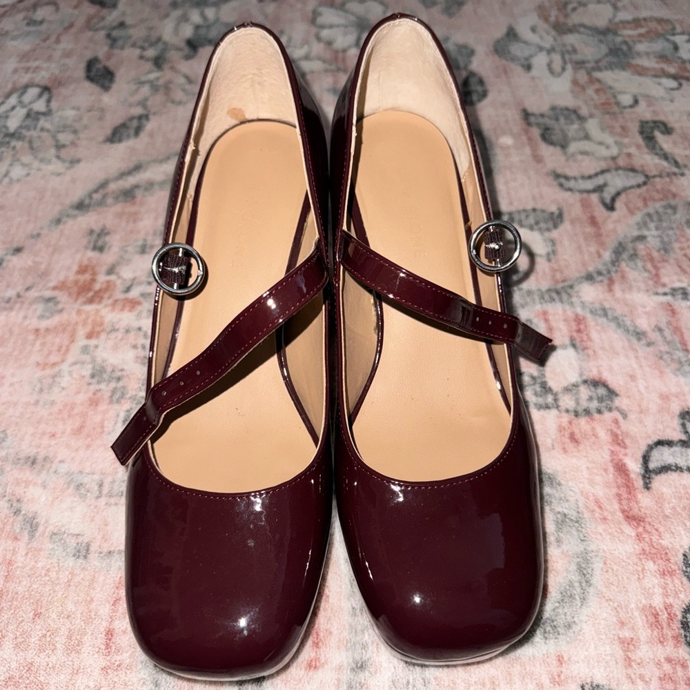 Sun + Stone Burgundy Mary Jane Heels